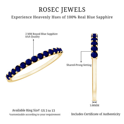 Natural Blue Sapphire Half Eternity Ring for Women