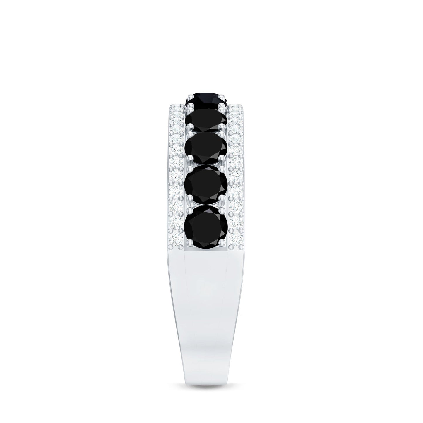 Certified Lab Grown Black and White Diamond Half Eternity Band Ring for Women