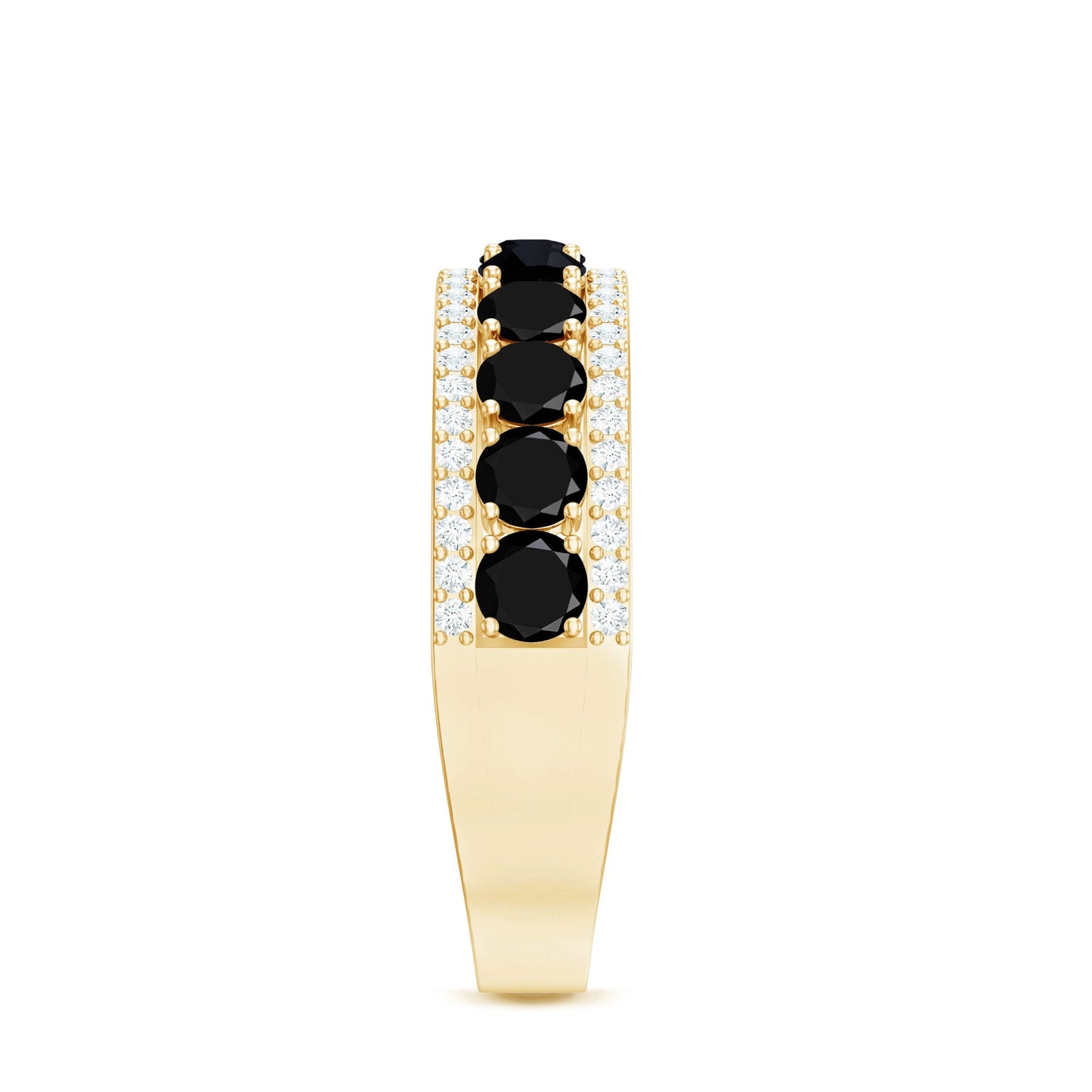 Certified Lab Grown Black and White Diamond Half Eternity Band Ring for Women
