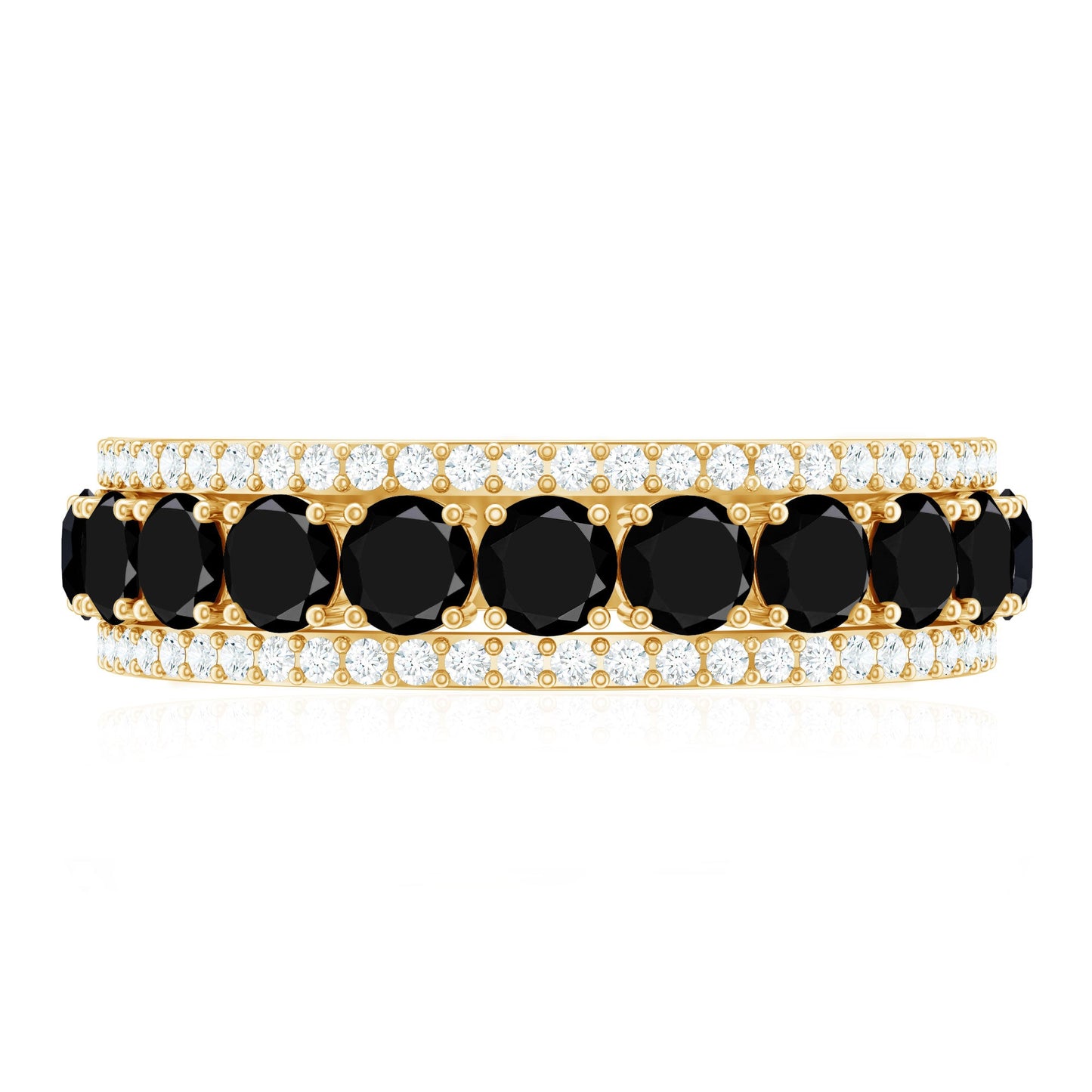 Certified Lab Grown Black and White Diamond Half Eternity Band Ring for Women