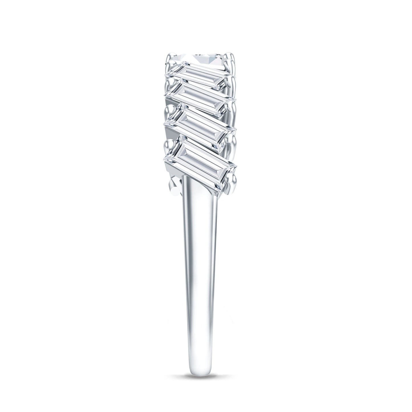 Certified Moissanite Baguette Cut Half Eternity Ring