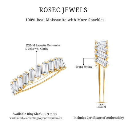 Certified Moissanite Baguette Cut Half Eternity Ring