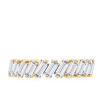 Certified Moissanite Baguette Cut Half Eternity Ring