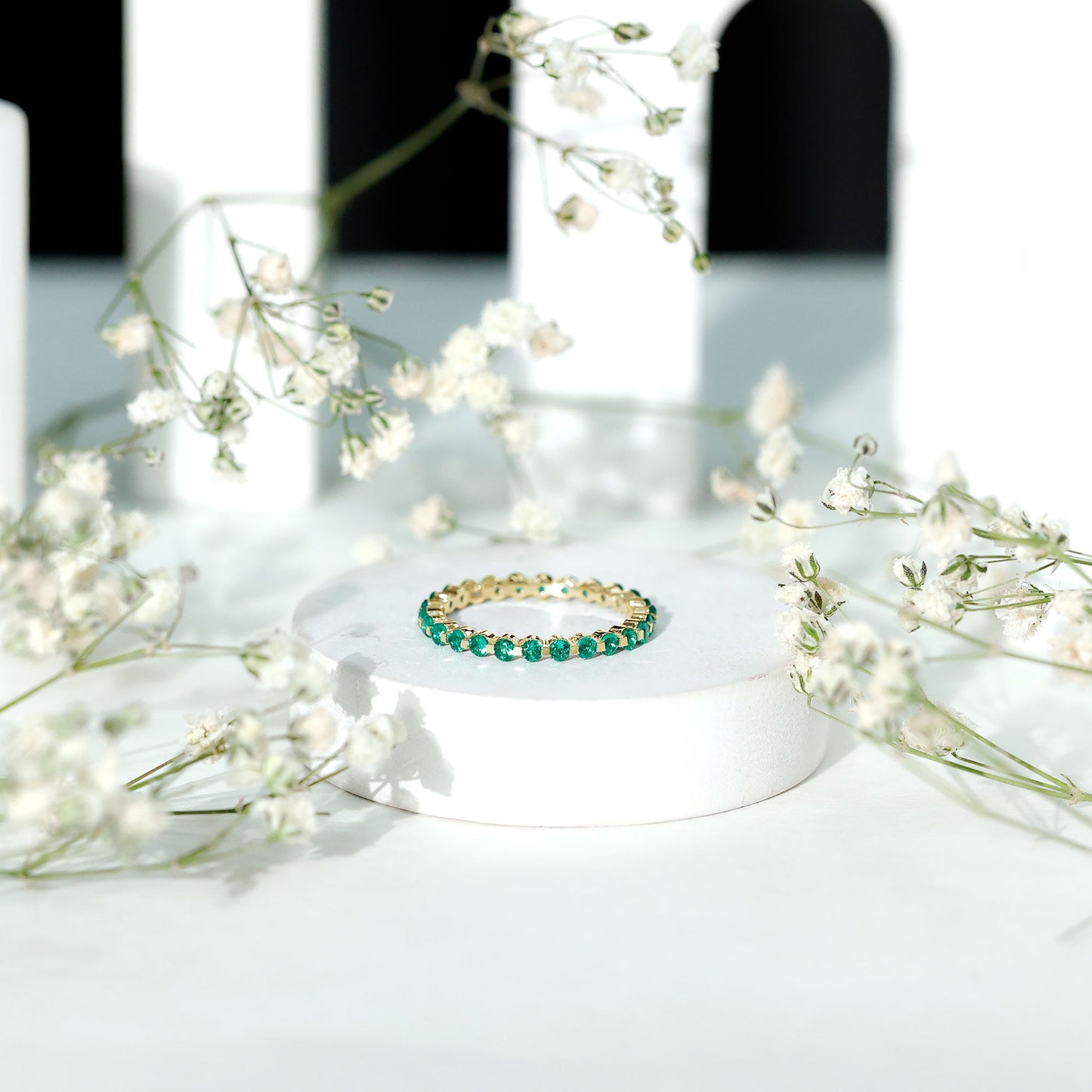 Certified Emerald Floating Eternity Band for Women
