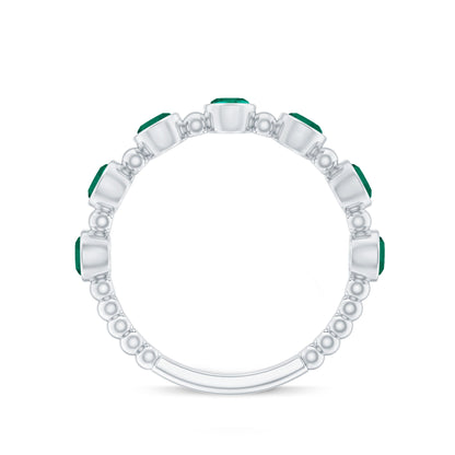 Bezel Set Lab Grown Emerald 7 Stone Half Eternity Ring with Certificate