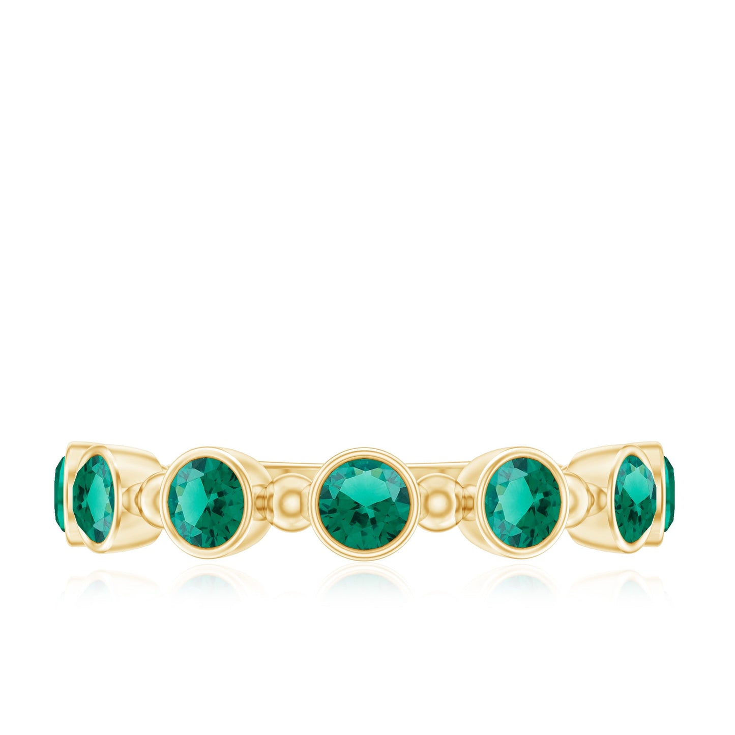 Bezel Set Lab Grown Emerald 7 Stone Half Eternity Ring with Certificate