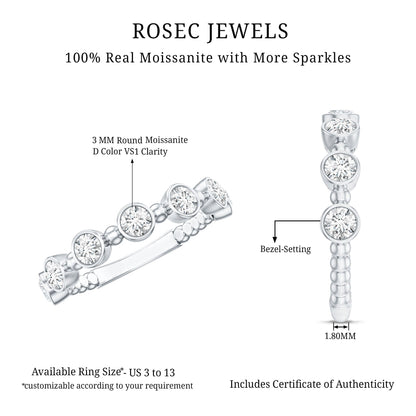 Bezel Set Moissanite Stackable Anniversary Band Ring