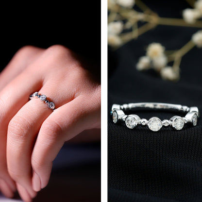 Bezel Set Moissanite Stackable Anniversary Band Ring