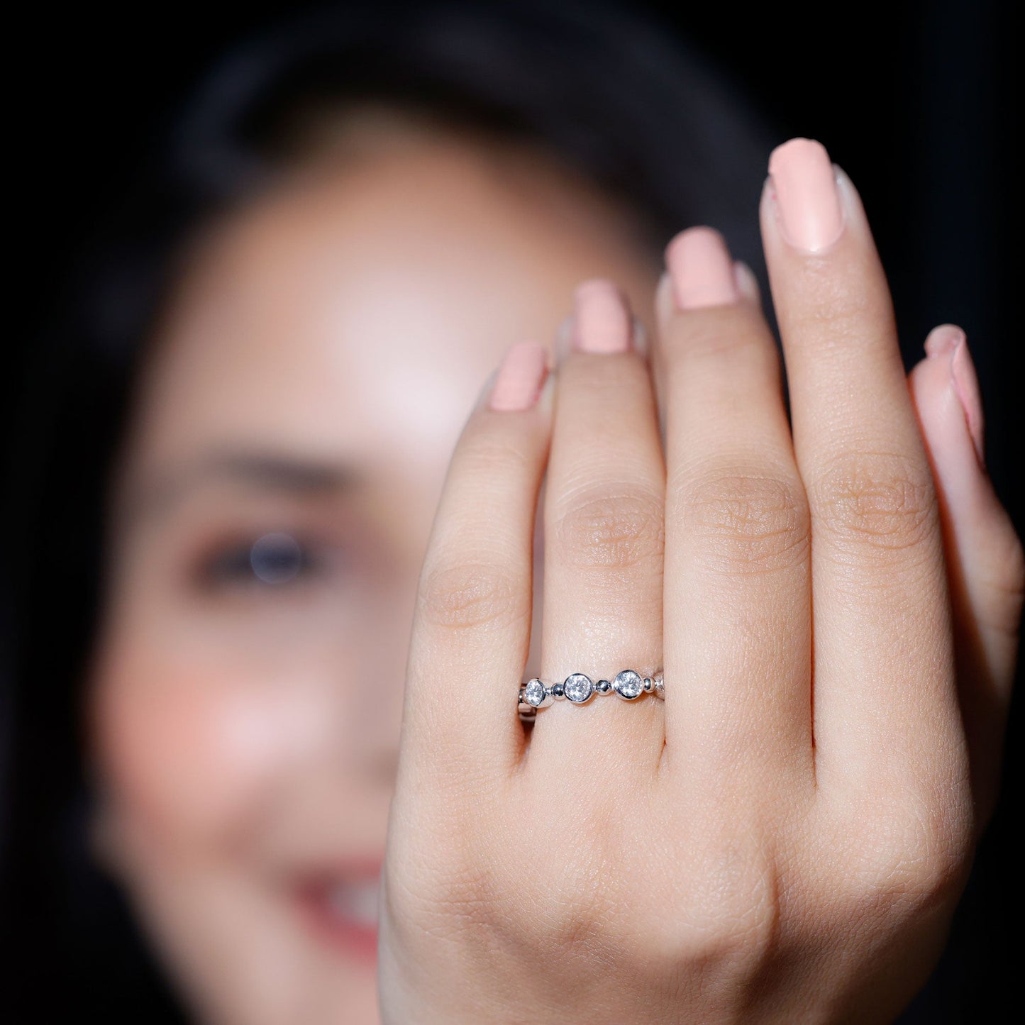 Bezel Set Moissanite Stackable Anniversary Band Ring