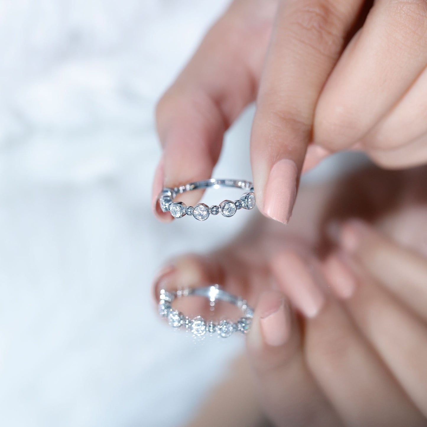 Bezel Set Moissanite Stackable Anniversary Band Ring