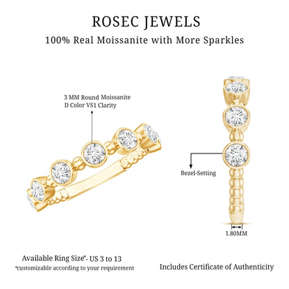 Bezel Set Moissanite Stackable Anniversary Band Ring