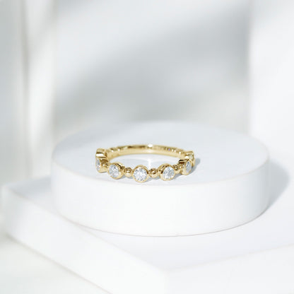 Bezel Set Moissanite Stackable Anniversary Band Ring