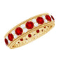 Round Cut Lab Created Ruby and Diamond Wedding Band
