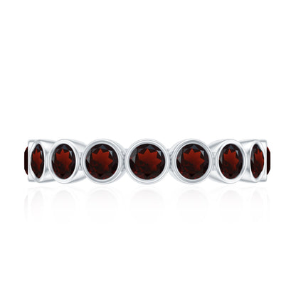 Certified Real Garnet Half Eternity Ring in Bezel Setting