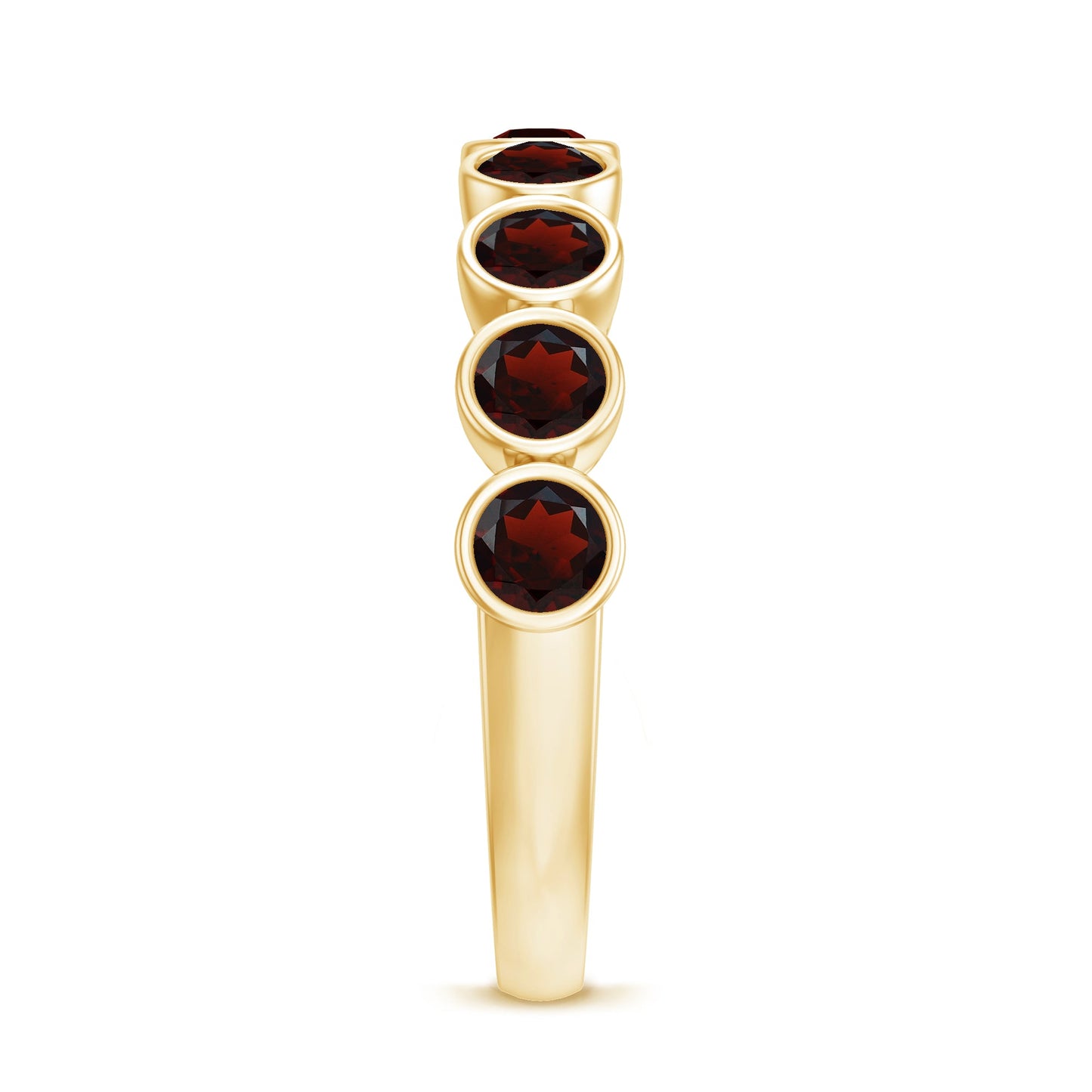Certified Real Garnet Half Eternity Ring in Bezel Setting