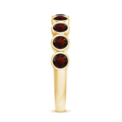 Certified Real Garnet Half Eternity Ring in Bezel Setting