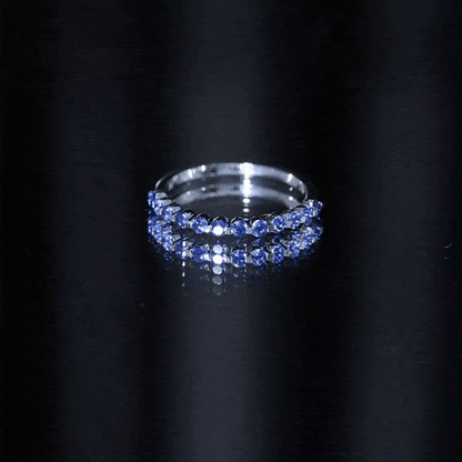 Certified Lab Grown Blue Sapphire Half Eternity Ring for Women
