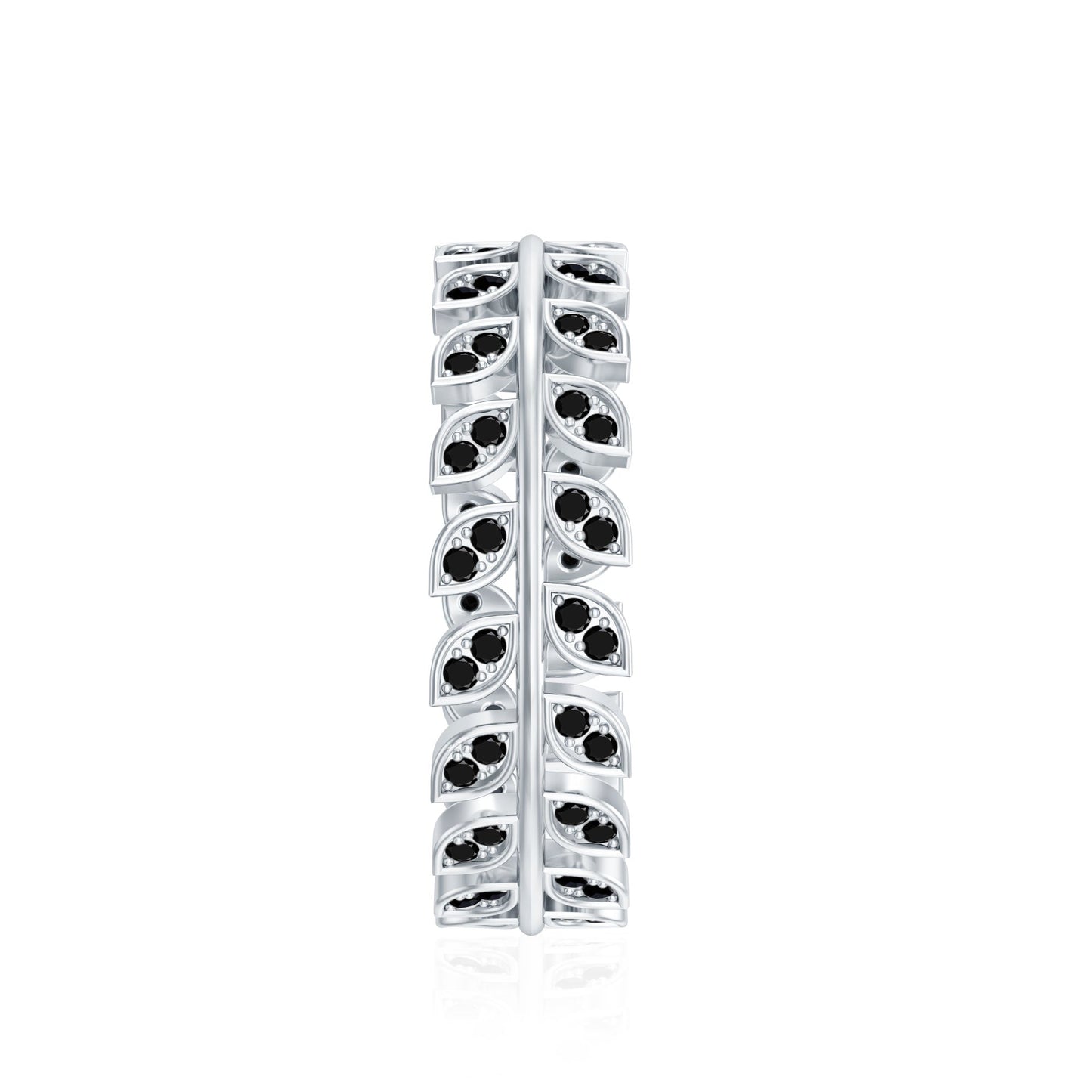 Real Black Onyx Leaf Wedding Band for Women