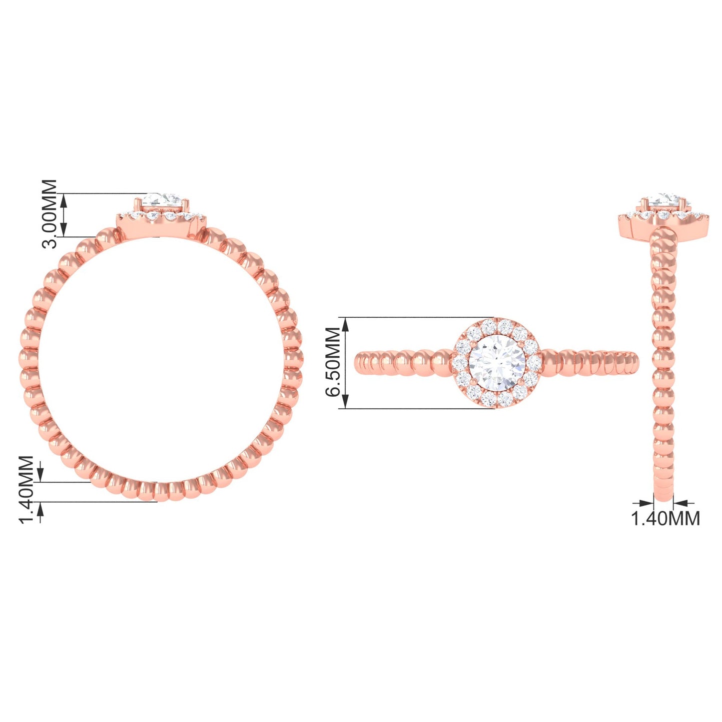 Certified Real Diamond Promise Ring with Bubble Shank