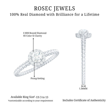 Certified Real Diamond Promise Ring with Bubble Shank