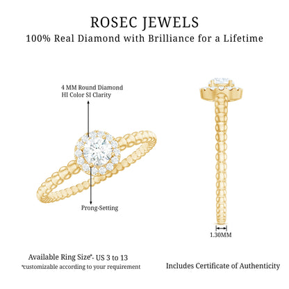Certified Real Diamond Promise Ring with Bubble Shank