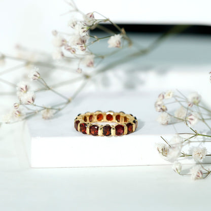 Natural Bar Set Garnet Eternity Ring for Anniversary