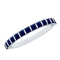 Princess Cut Blue Sapphire Half Eternity Wedding Band For Women