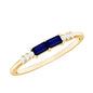 Natural Baguette Shape Blue Sapphire Promise Ring with Diamond