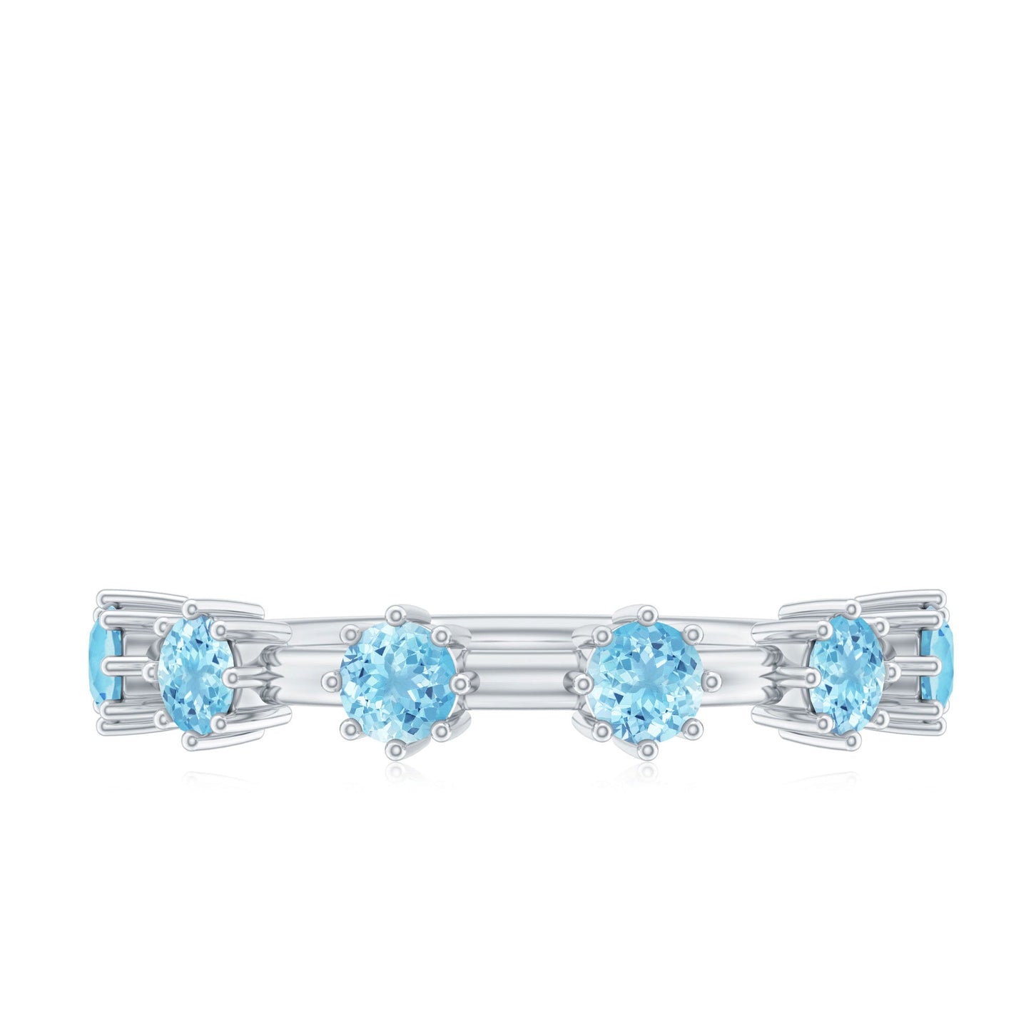 Natural Certified Aquamarine Promise Ring For Her