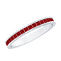 Natural Princess Cut Ruby Half Eternity Ring in Channel Set