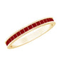 Natural Princess Cut Ruby Half Eternity Ring in Channel Set