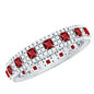 Princess Cut Lab Created Ruby Wedding Band with Diamonds