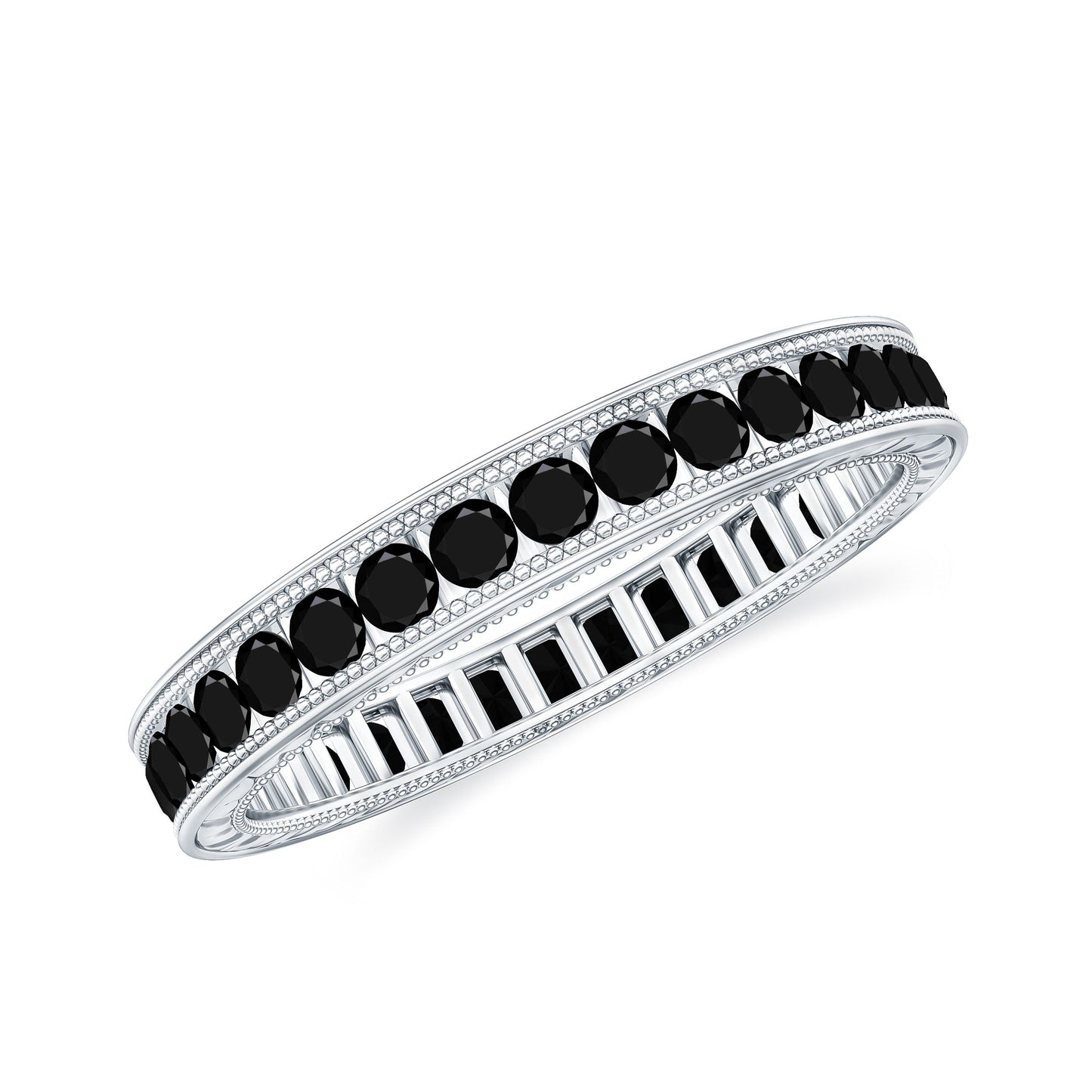 Black Onyx Wedding Band with Milgrain Detailing