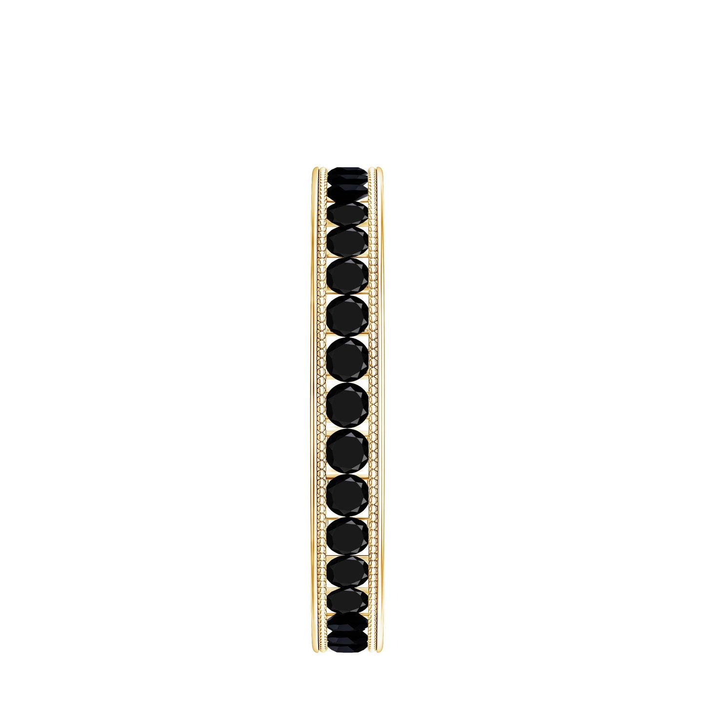 Black Onyx Wedding Band with Milgrain Detailing