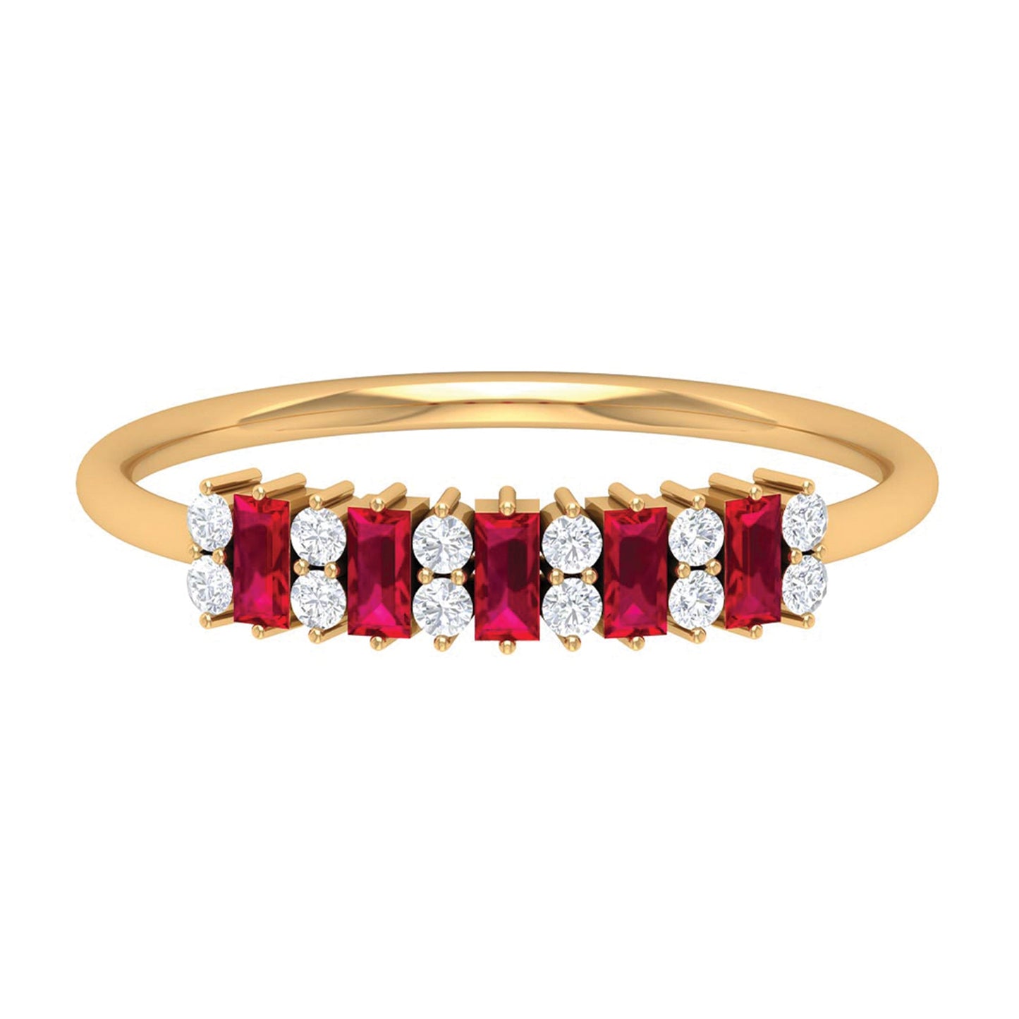 Minimalist Lab Created Ruby and Diamond Cluster Promise Ring