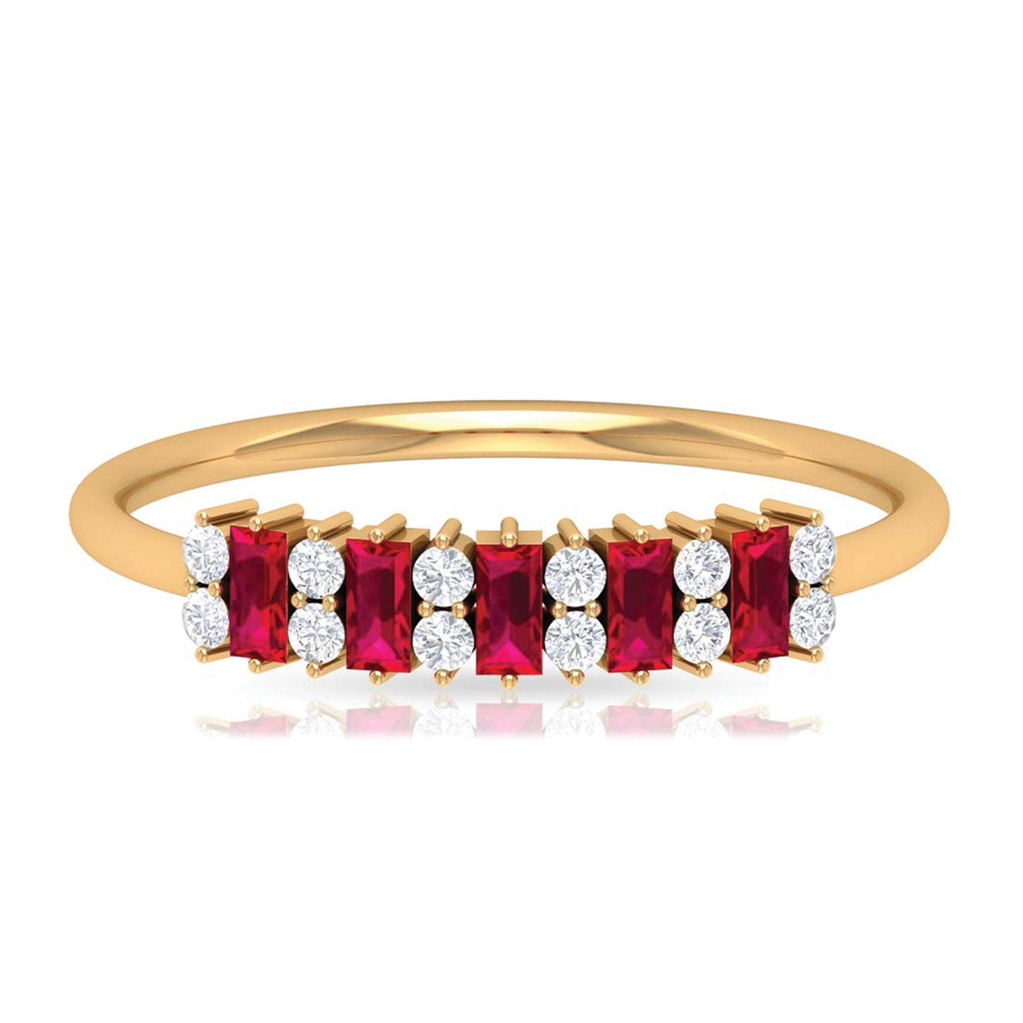 Minimalist Lab Created Ruby and Diamond Cluster Promise Ring