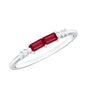 Natural Baguette Ruby 2 Stone Promise Ring with Diamond