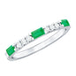 Stackable Green Emerald and Diamond Ring in Prong Setting