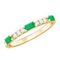 Stackable Green Emerald and Diamond Ring in Prong Setting
