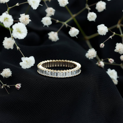Baguette Cut Moissanite Eternity Ring in Shared Prong Setting