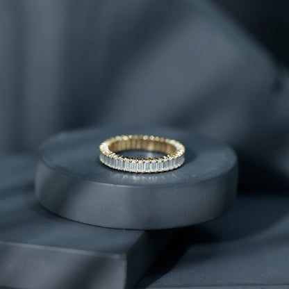 Baguette Cut Moissanite Eternity Ring in Shared Prong Setting