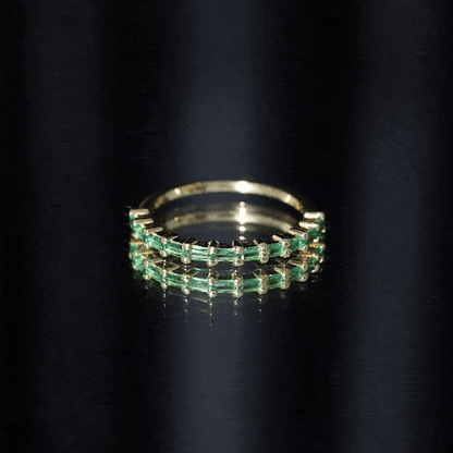 Baguette Cut Lab Grown Emerald Stackable Ring