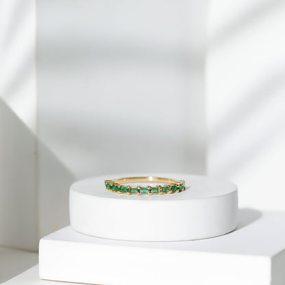 Baguette Cut Lab Grown Emerald Stackable Ring