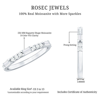 Baguette Moissanite Minimalist Stackable Eternity Ring