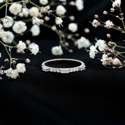 Baguette Moissanite Minimalist Stackable Eternity Ring