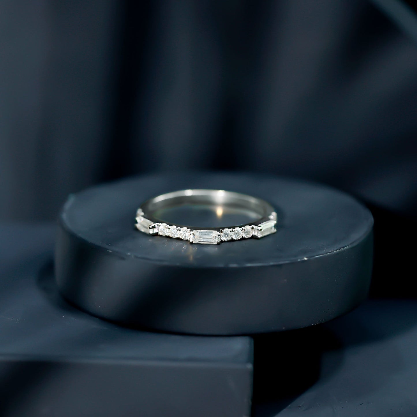 Baguette Moissanite Minimalist Stackable Eternity Ring