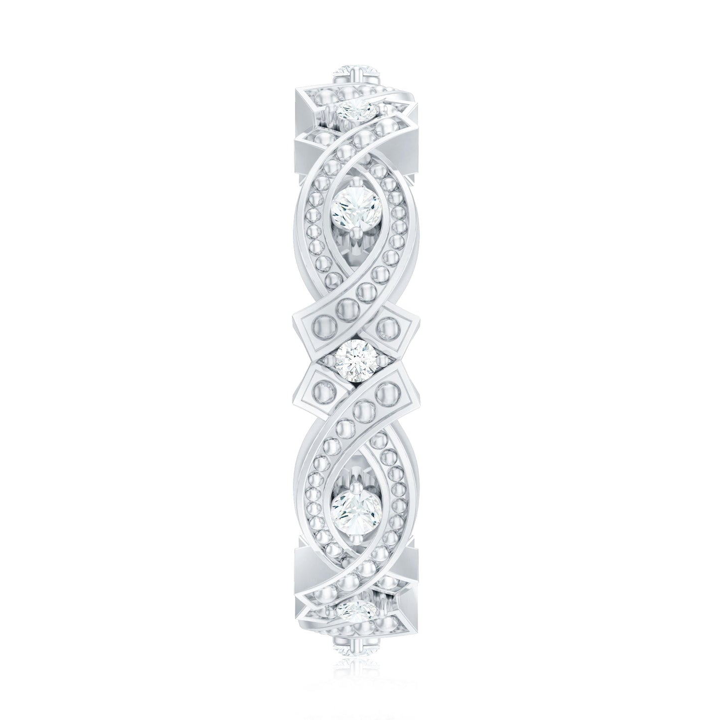 Vintage Inspired Moissanite Beaded Wedding Band