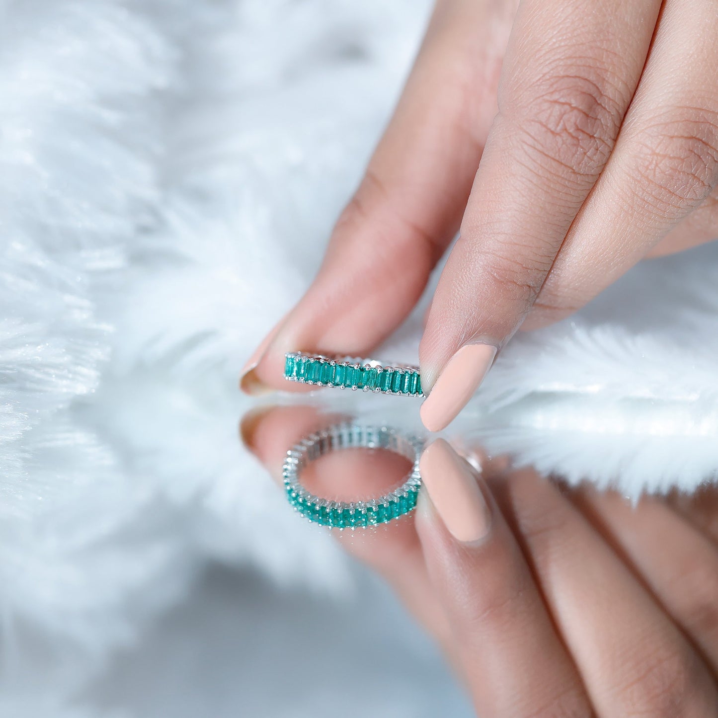 Lab Grown Emerald Baguette Eternity Band