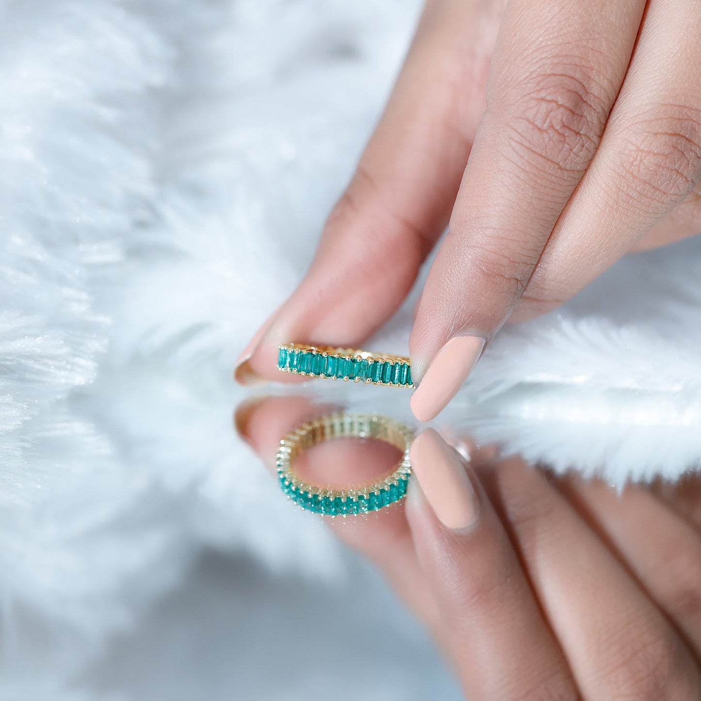 Lab Grown Emerald Baguette Eternity Band