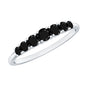 Round Cut Graduated Black Onyx Half Eternity Ring